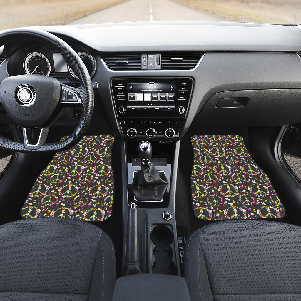 Peace Sign flowers Design Print Car Floor Mats Front Back