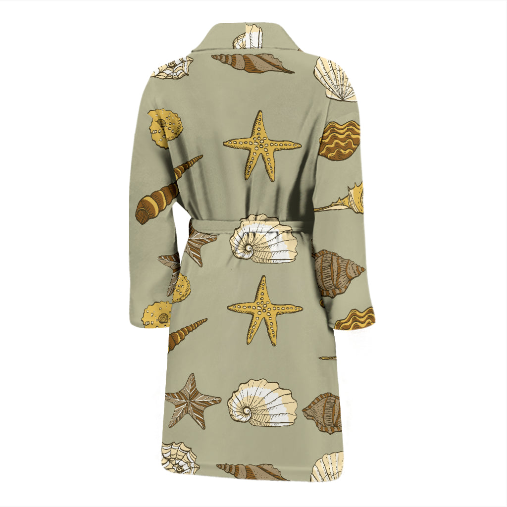 Seashell Beach Print Design LKS303 Men Bathrobe