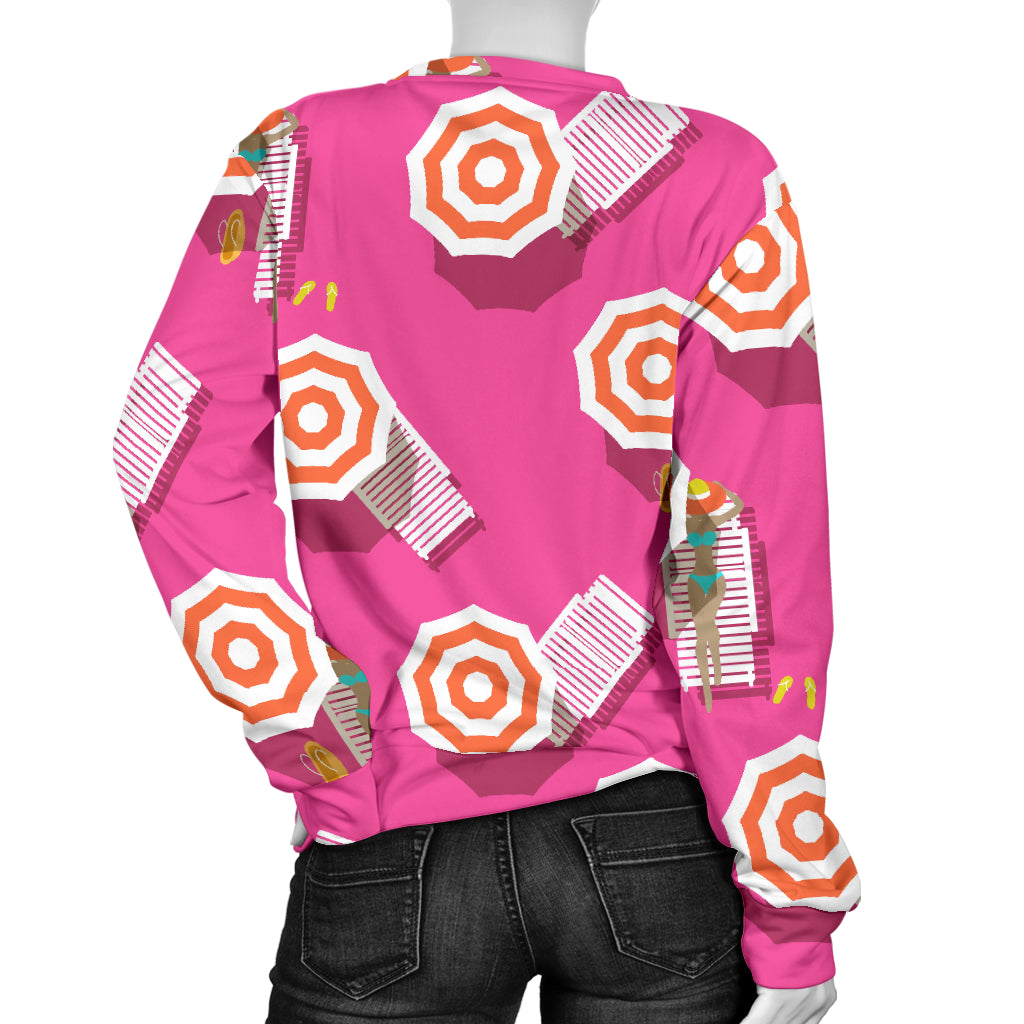 Beach Top View Umbrella Theme Women Long Sleeve Sweatshirt