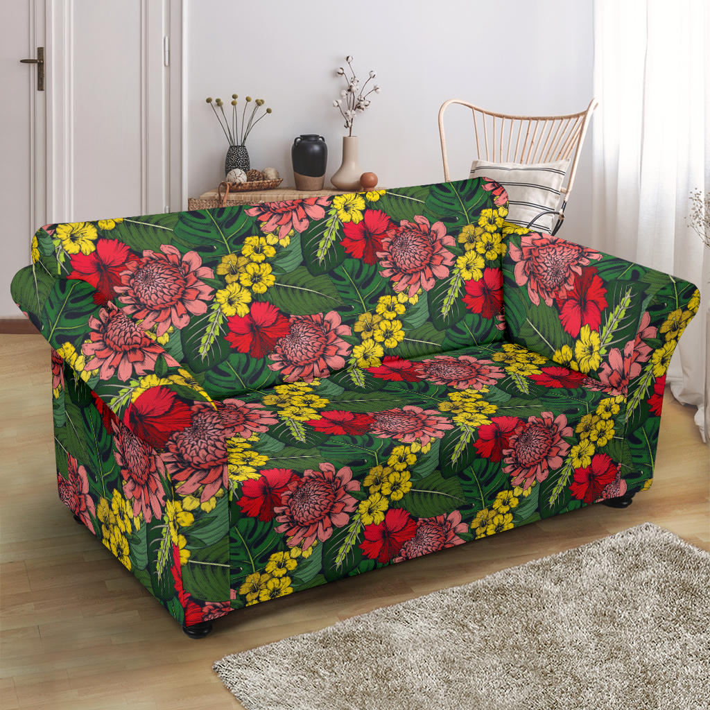 Summer Floral Print Design LKS305 Loveseat Couch Slipcover