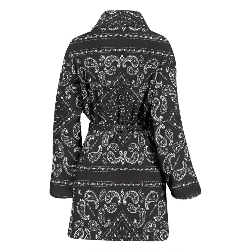 Bandana Black White Print Design LKS302 Women Bathrobe