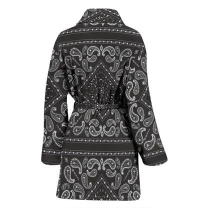 Bandana Black White Print Design LKS302 Women Bathrobe