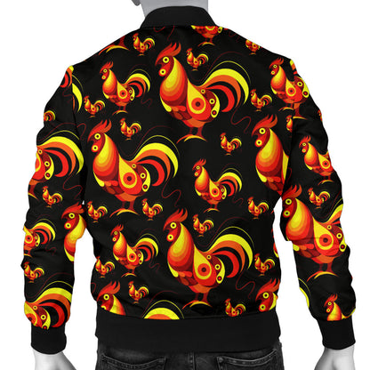 Rooster Print Themed Men Bomber Jacket