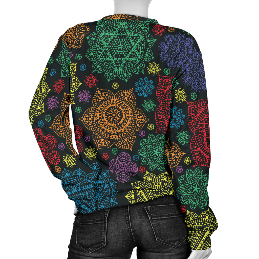 Chakra Mandala Print Pattern Women Long Sleeve Sweatshirt