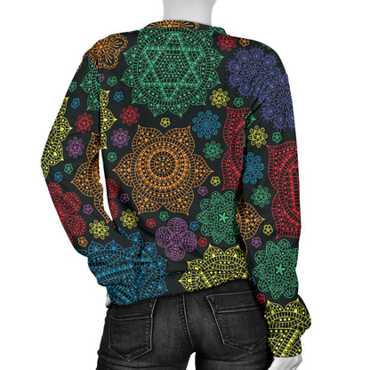Chakra Mandala Print Pattern Women Long Sleeve Sweatshirt