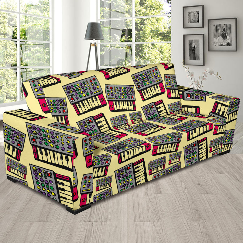 Synthesizer Pattern Print Design 01 Sofa Slipcover