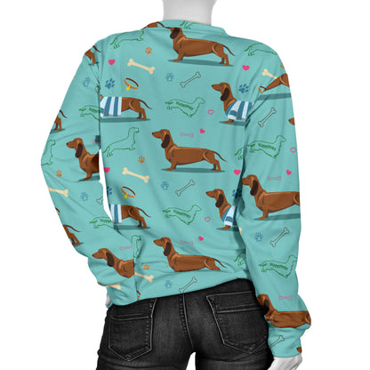 Dachshund Paw Decorative Print Pattern Women Long Sleeve Sweatshirt