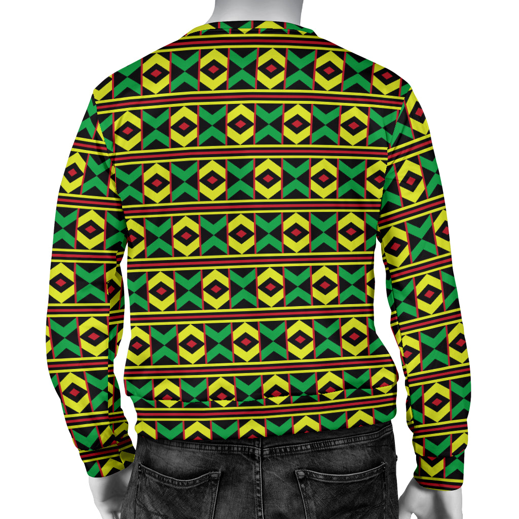 African Geometric Print Pattern Men Long Sleeve Sweatshirt