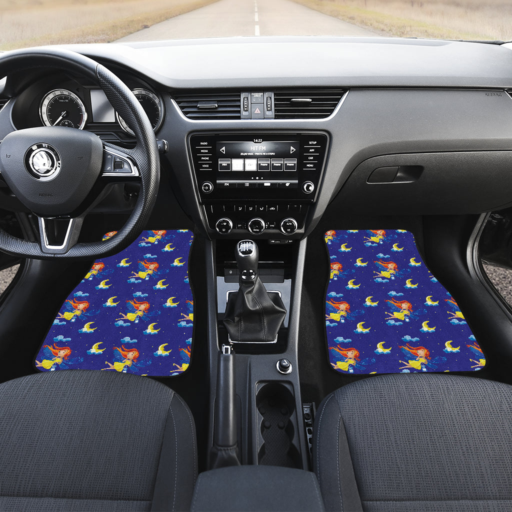 Fairy with Moon Print Pattern Car Floor Mats Front Back