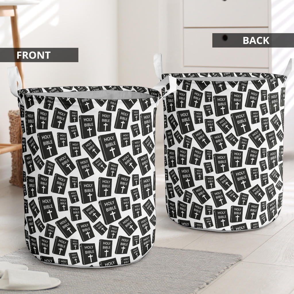 Christian Holy Bible Book Pattern Laundry Basket