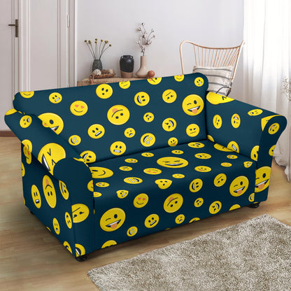 Smiley Face Emoji Print Design LKS301 Loveseat Couch Slipcover