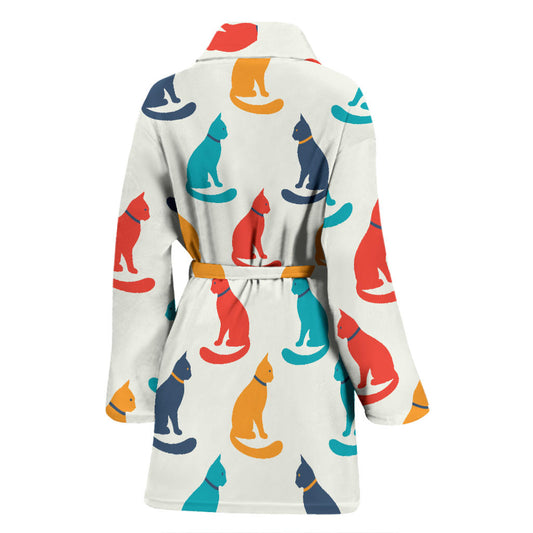 Cat Pattern Print Design 03 Women Bathrobe