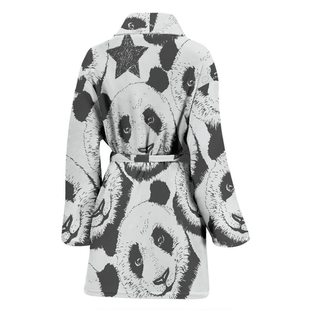 Panda Pattern Print Design A02 Women Bathrobe