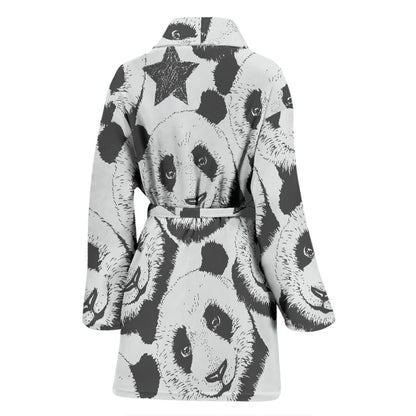 Panda Pattern Print Design A02 Women Bathrobe