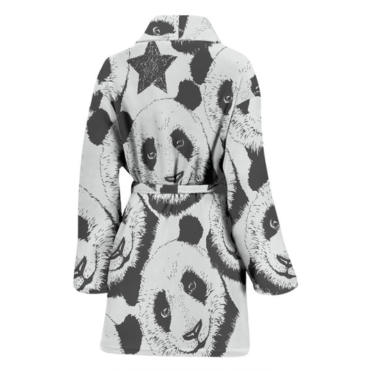 Panda Pattern Print Design A02 Women Bathrobe