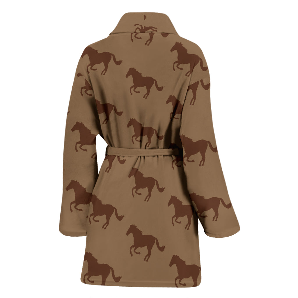 Horse Brown Print Design LKS307 Women Bathrobe