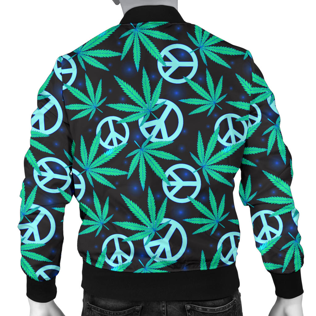 Peace Sign Themed Design Print Men Bomber Jacket
