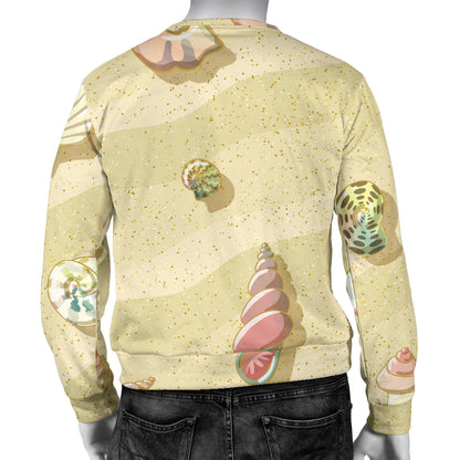 Beach with Seashell Theme Men Long Sleeve Sweatshirt