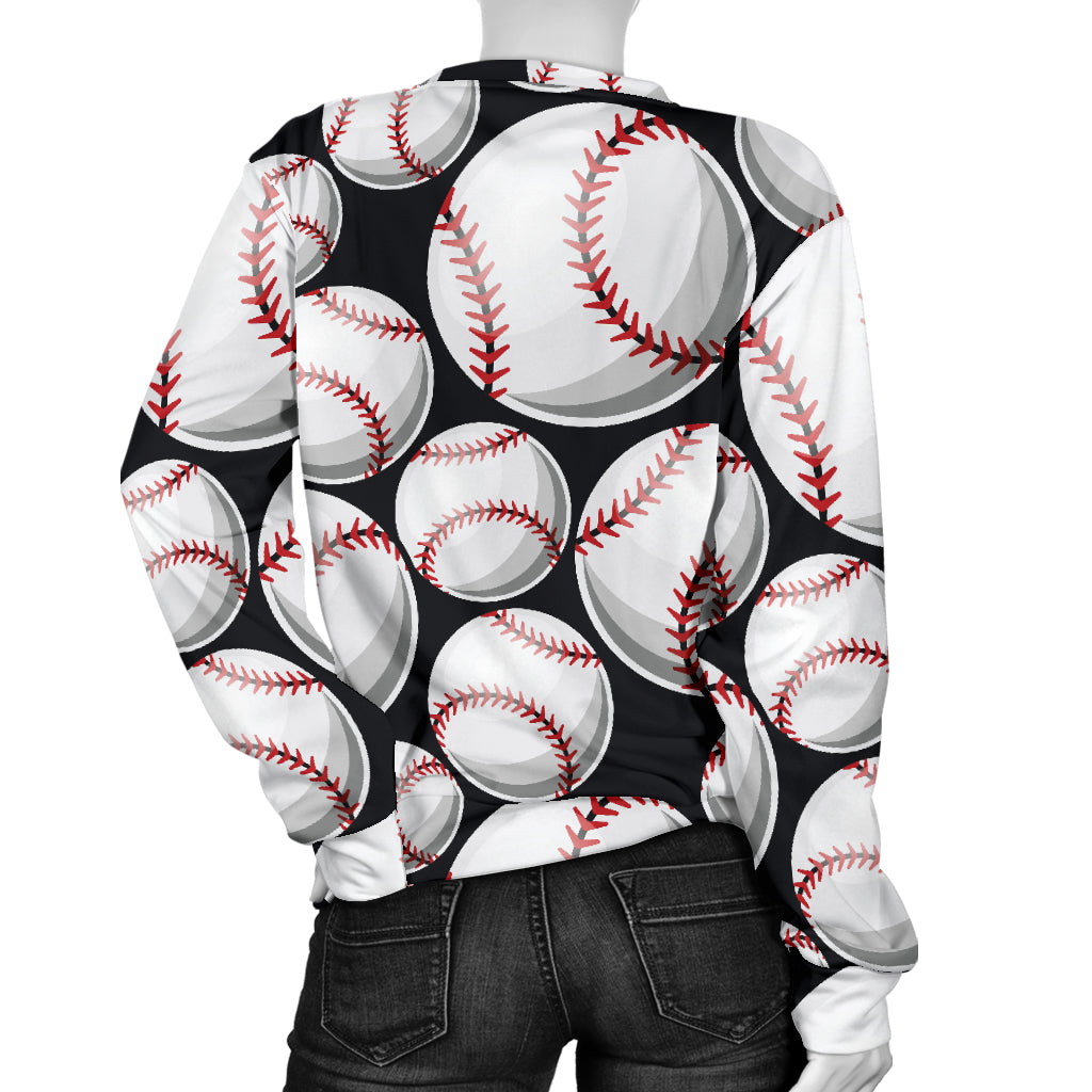 Baseball Black Background Women Long Sleeve Sweatshirt