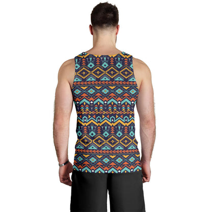 Aztec Style Print Pattern Men Tank Top