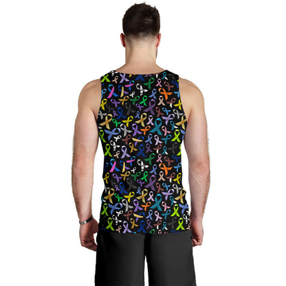 Breast Cancer Awareness Colorful Print Men Tank Top