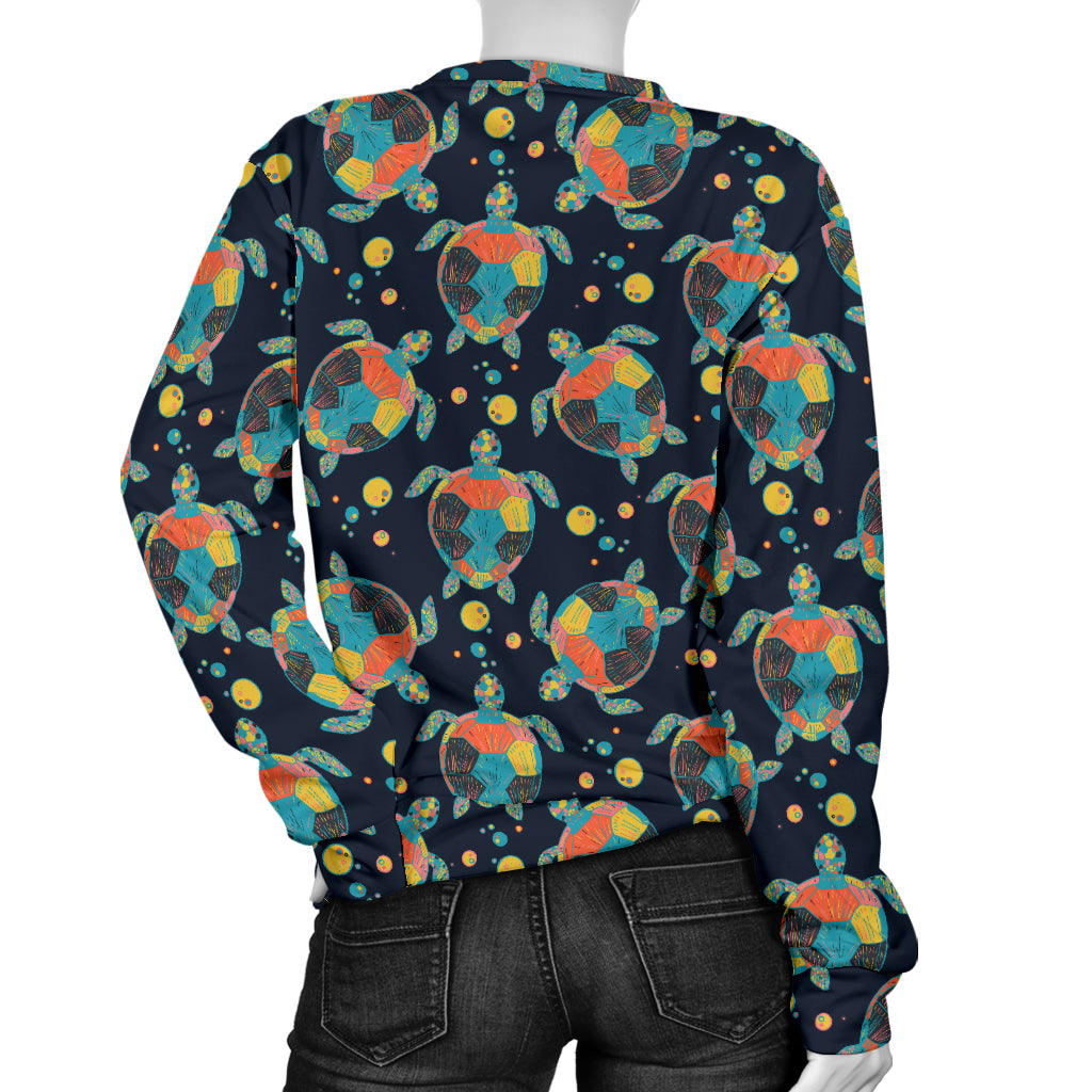 Sea Turtle Colorful with bubble Print Women Long Sleeve Sweatshirt