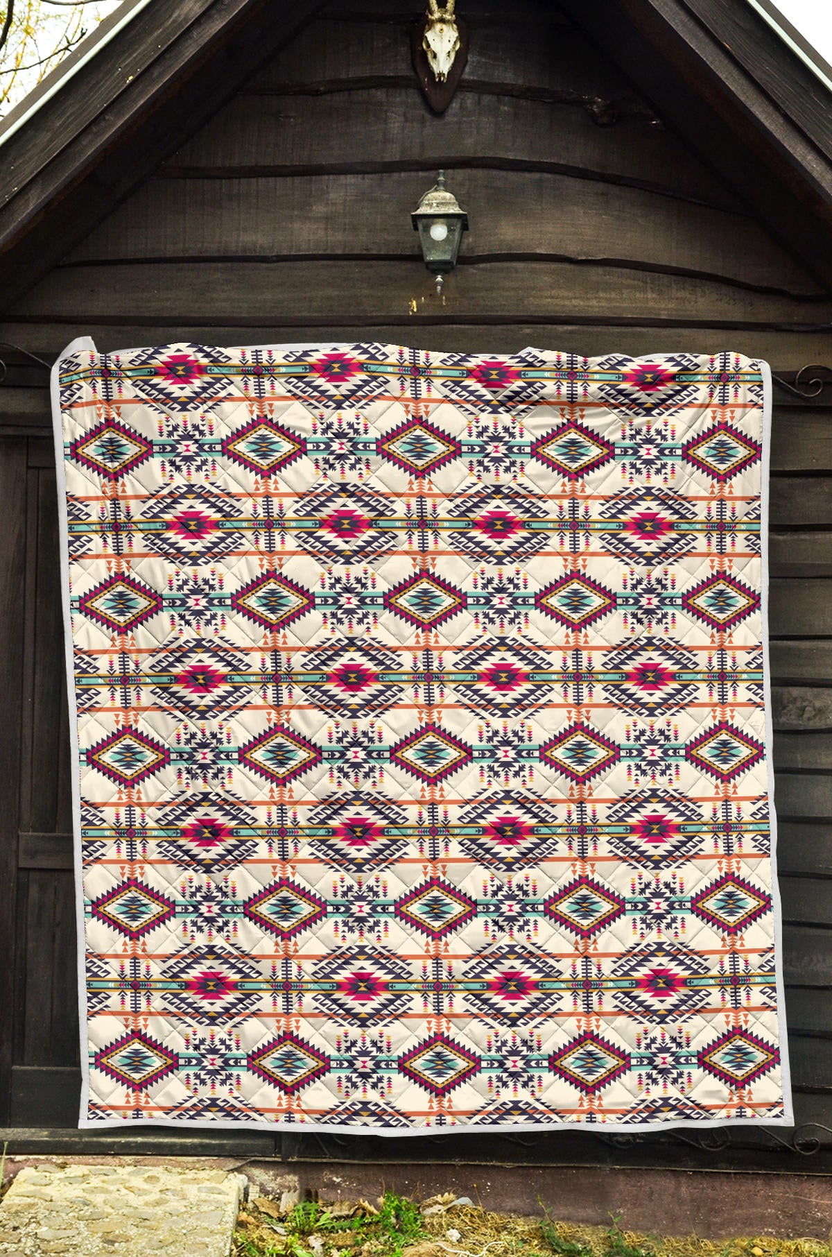 Indian Navajo Art Themed Design Print Quilt Bedspread