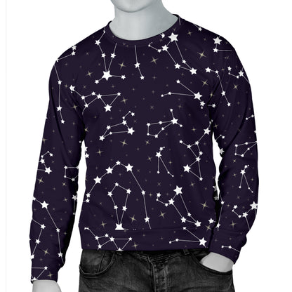 Zodiac Star Pattern Design Print Men Long Sleeve Sweatshirt