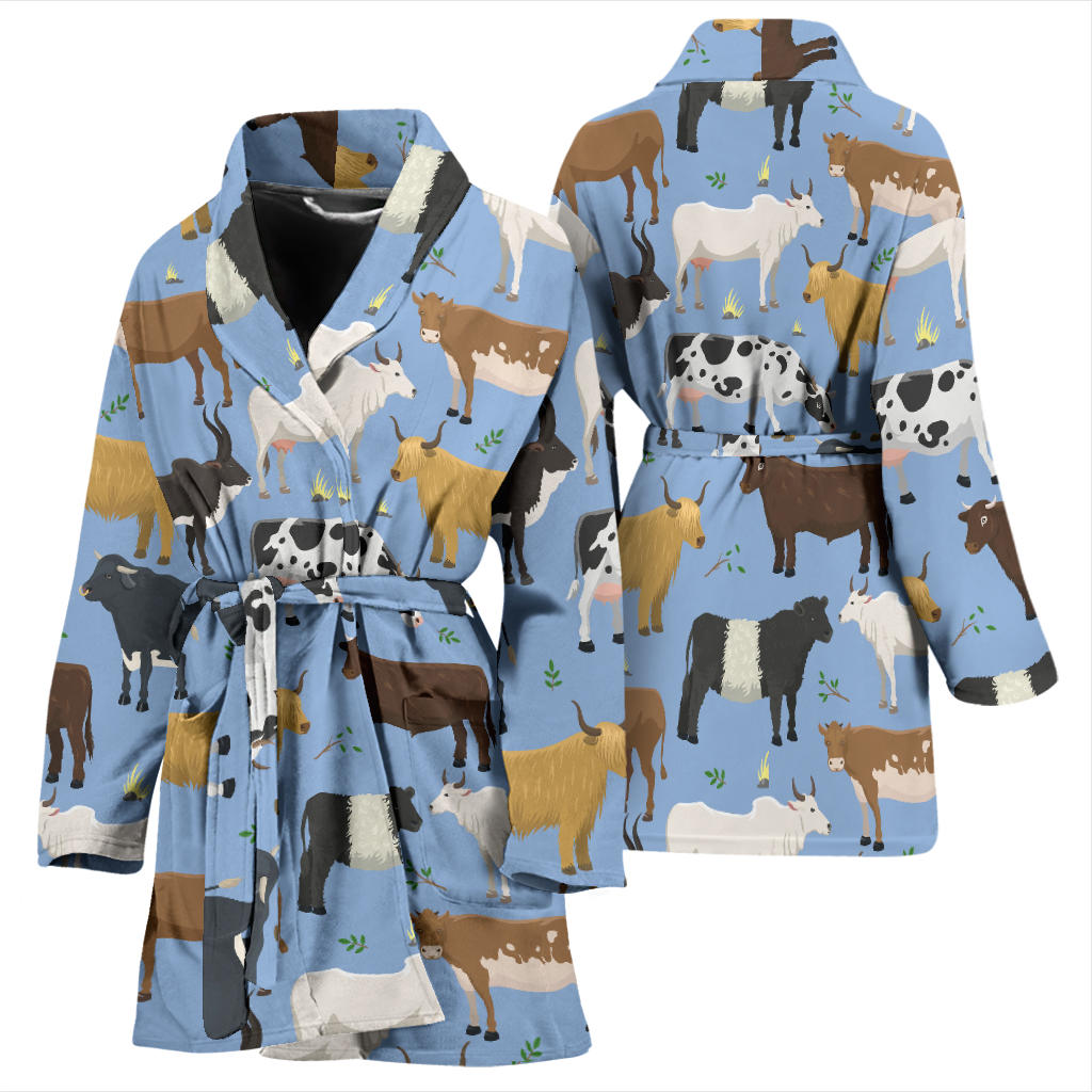 Cattle Pattern Print Design 02 Women Bathrobe