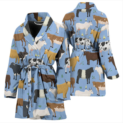 Cattle Pattern Print Design 02 Women Bathrobe