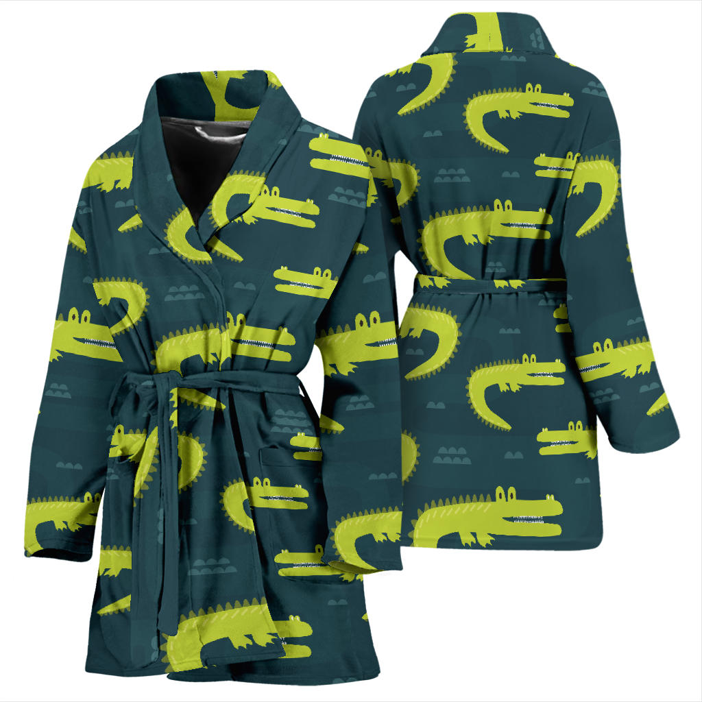 Alligator Pattern Print Design 03 Women Bathrobe