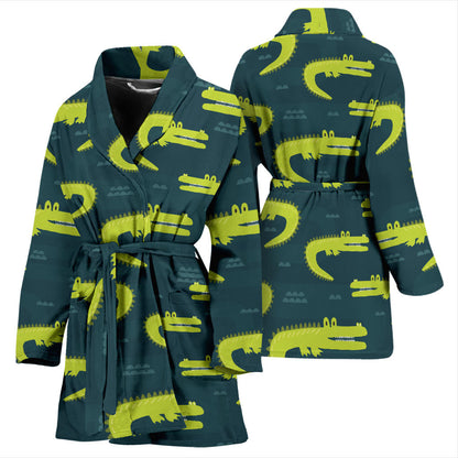 Alligator Pattern Print Design 03 Women Bathrobe