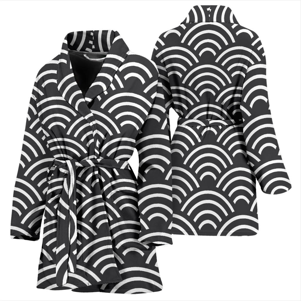Scales Black White Pattern Print Design 03 Women Bathrobe