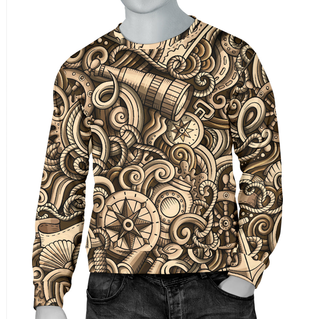 Nautical Tattoo Design Themed Print Men Long Sleeve Sweatshirt