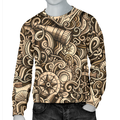 Nautical Tattoo Design Themed Print Men Long Sleeve Sweatshirt