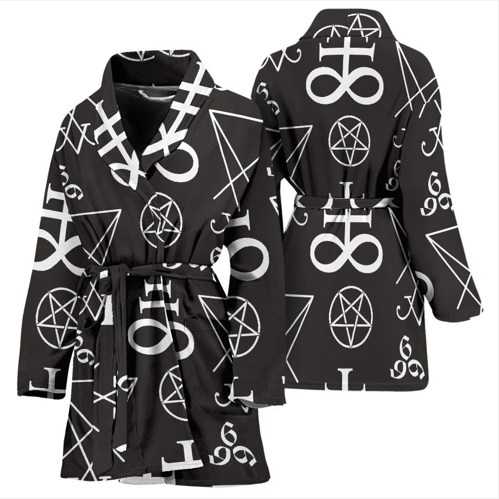 Pentagram Pattern Print Design A04 Women Bathrobe