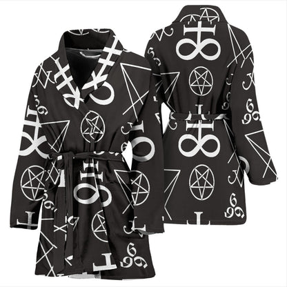 Pentagram Pattern Print Design A04 Women Bathrobe