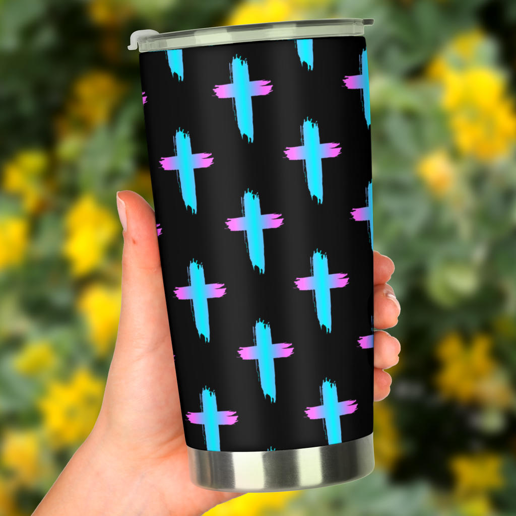 Christian Cross neon Pattern Tumbler