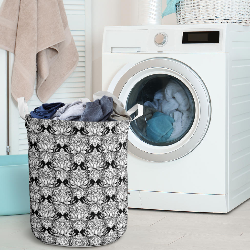 Lotus Mandala Print Pattern Laundry Basket