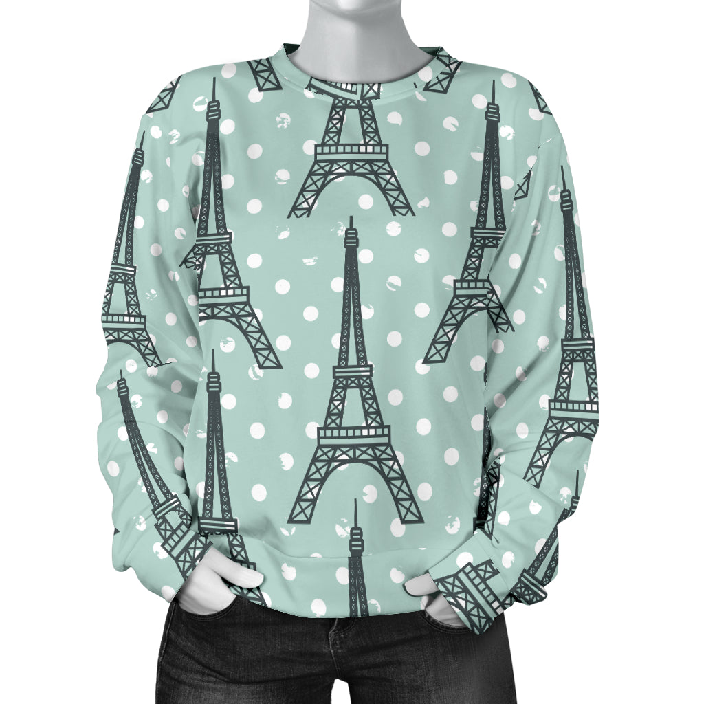 Eiffel Tower Polka Dot Print Women Long Sleeve Sweatshirt