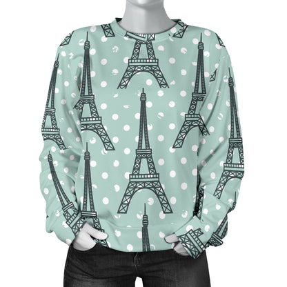 Eiffel Tower Polka Dot Print Women Long Sleeve Sweatshirt