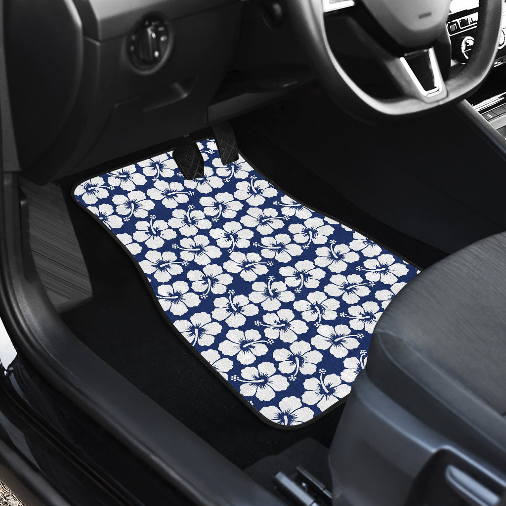 Hibiscus Blue Hawaiian Flower Pattern Car Floor Mats Front Back
