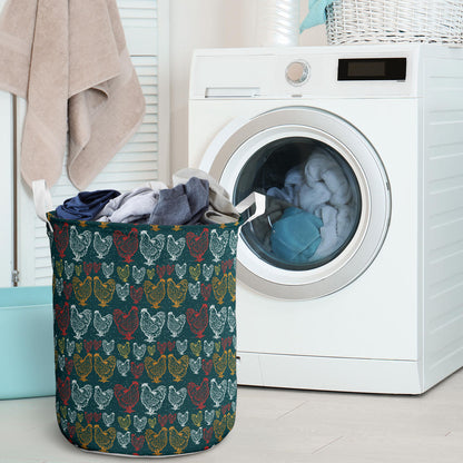 Rooster Hand Draw Design Laundry Basket
