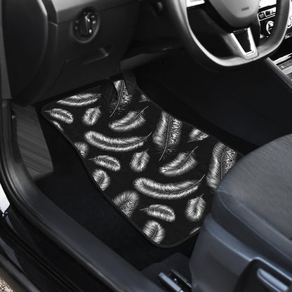 Feather Black White Design Print Car Floor Mats Front Back