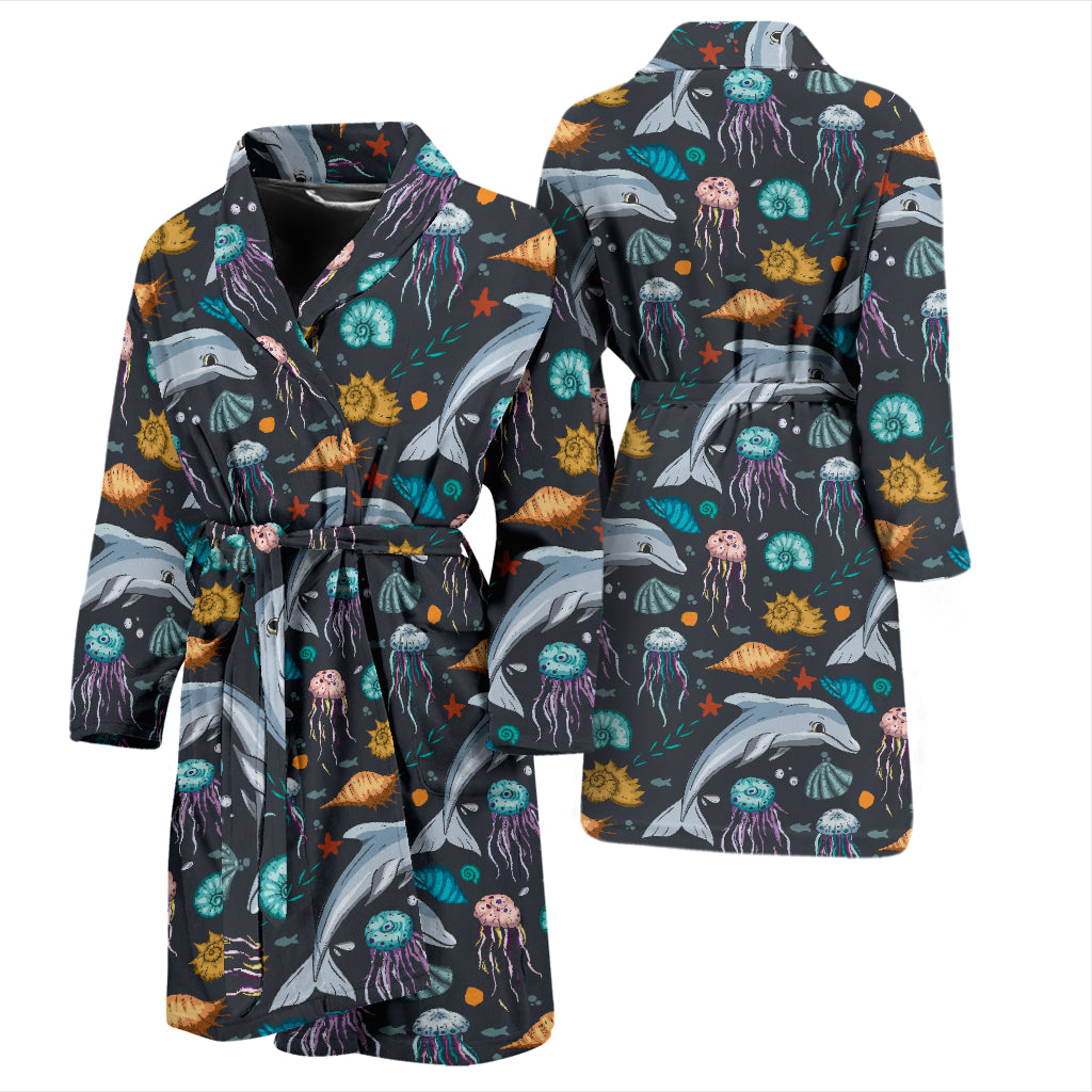 Underwater Dolphin Print Design LKS304 Men Bathrobe
