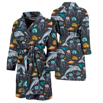 Underwater Dolphin Print Design LKS304 Men Bathrobe