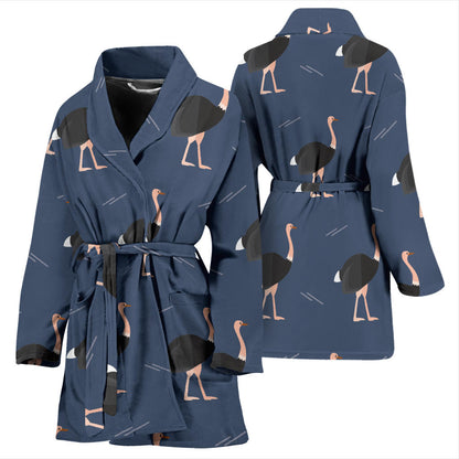 Ostrich Pattern Print Design 04 Women Bathrobe