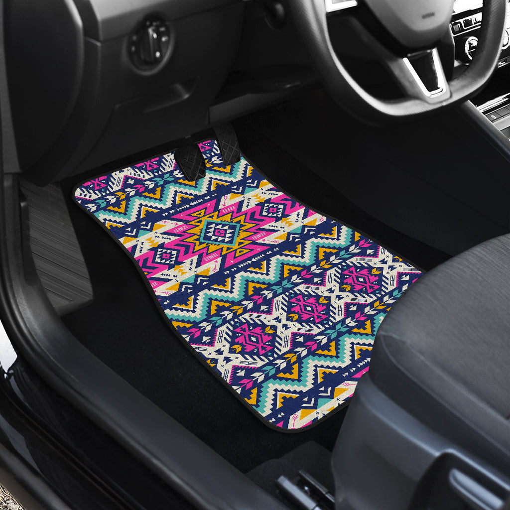 Aztec Pink Geometric Print Pattern Car Floor Mats Front Back