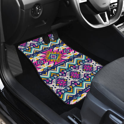 Aztec Pink Geometric Print Pattern Car Floor Mats Front Back