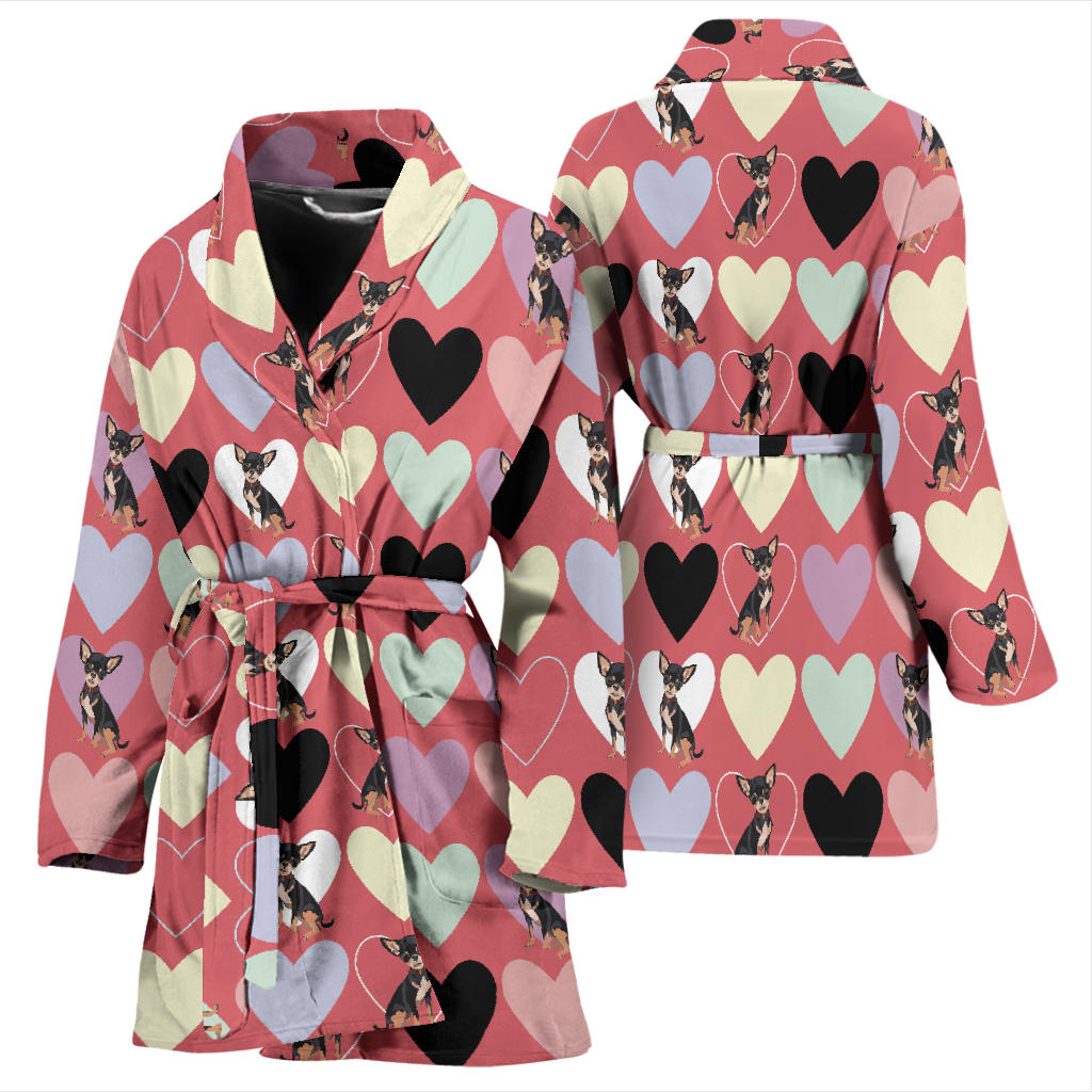 Chihuahua Pattern Print Design 01 Women Bathrobe